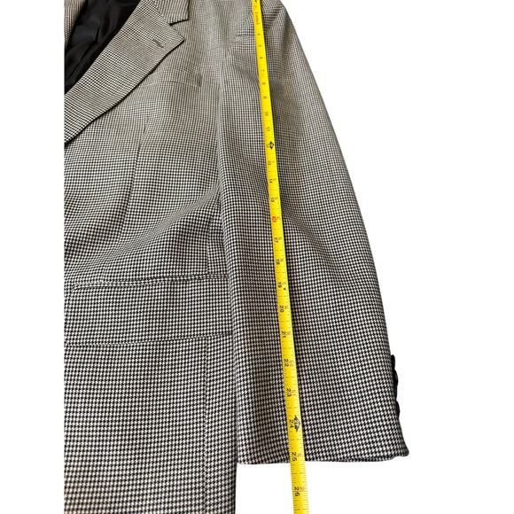 Vintage Macy’s Men’s Wool Blazer Jacket – Black & White Houndstooth – Size 44L - Picture 4 of 9